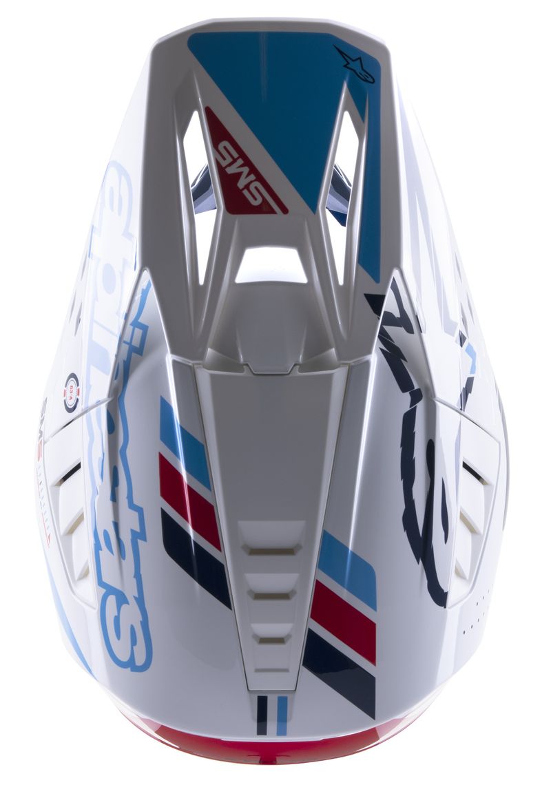 Alpinestars 2023 SM5 Action Gloss White/Cyan/Dark Blue Helmet CL