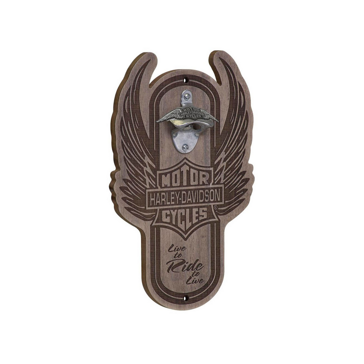 Harley Davidson Winged Bar & Shield Magnetic Wooden Bottle Opener