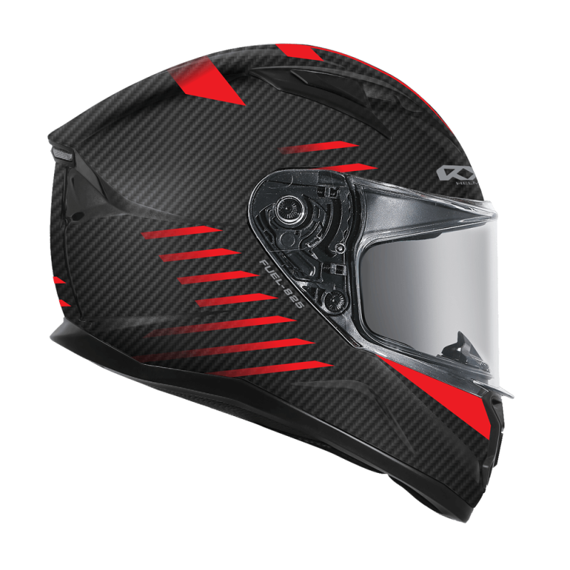 RXT Street 2 Fuel Full-Face Helmet - Matte Carbon Black/Red CL