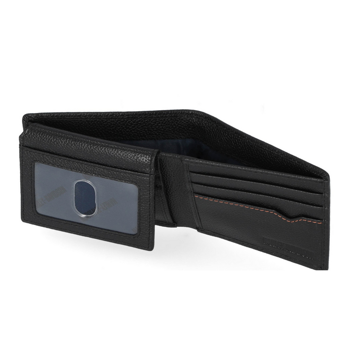 Harley-Davidson Men's Classic Genuine Pebble Leather Passcase Wallet - Black