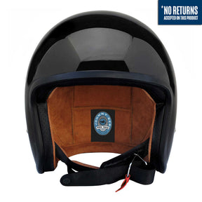 Johnny Reb Burke Open Face Helmet - Gloss Black/Brown Lining