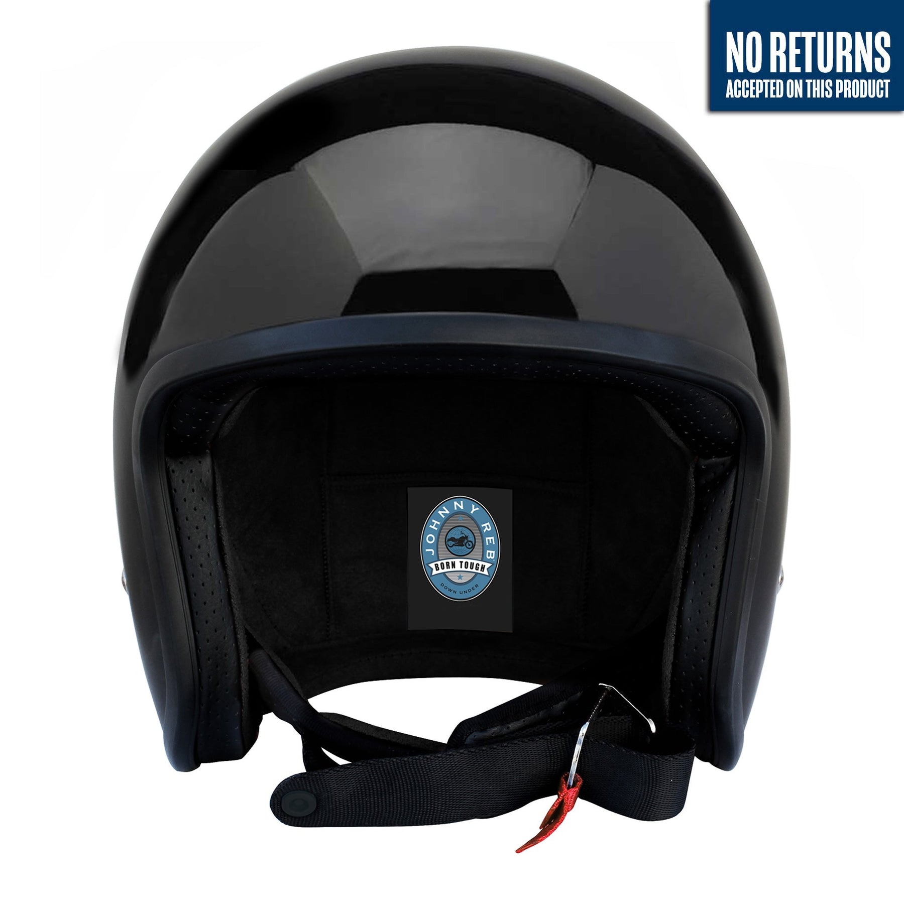 Johnny Reb Burke Open Face Helmet - Gloss Black\Black Lining