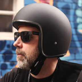 Johnny Reb Burke Open Face Helmet - Matte Black/Black Lining