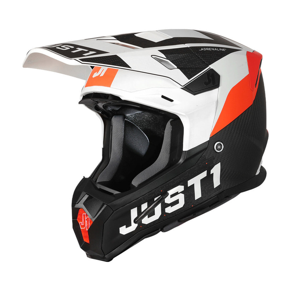 JUST1 J22 Adrenaline Matte Carbon Helmet - Orange/White