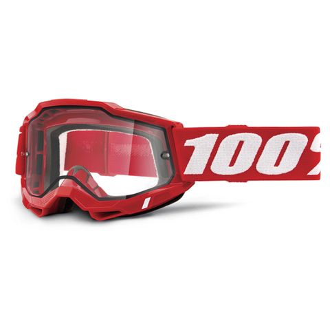 100% Accuri 2 Enduro Moto Goggle Red Clear Lens