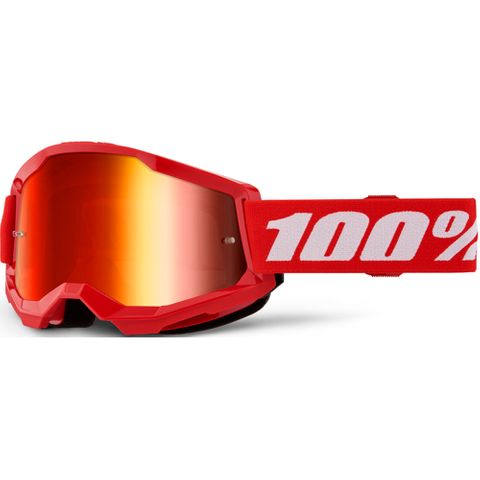 100% Strata2 Goggle Red - Mirror Red Lens