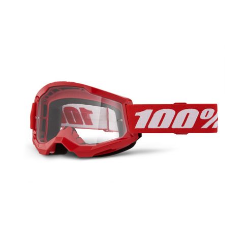 100% Strata2 Junior Goggle Red - Clear Lens