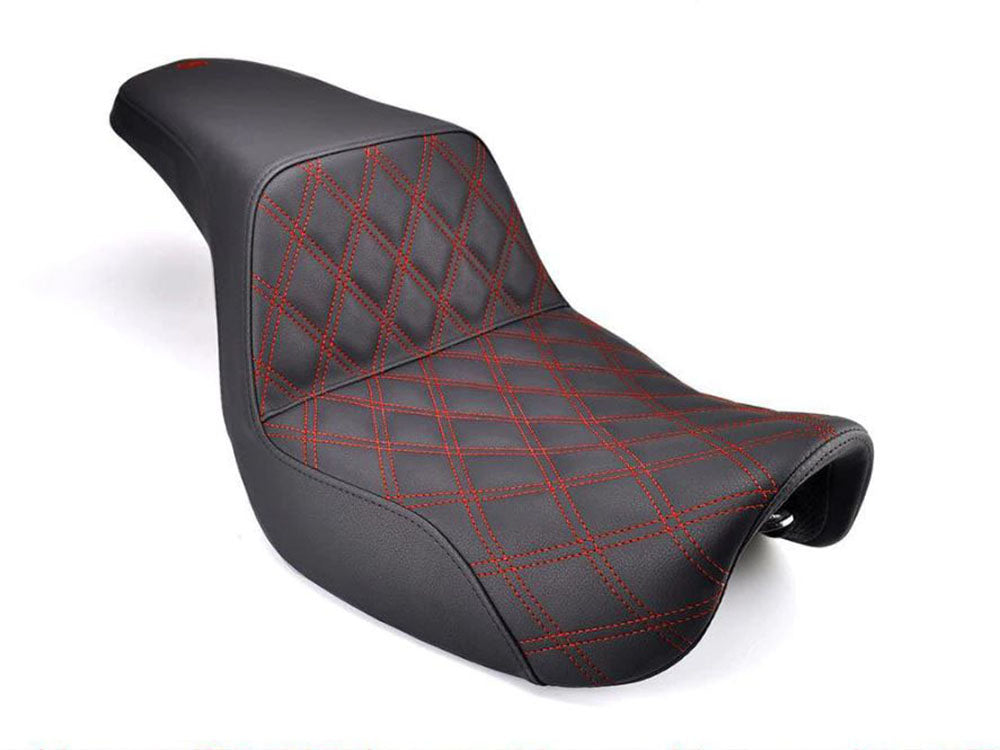 Step-Up Front LS Dual Seat with Red Double Diamond Lattice Stitch. Fits Breakout 2018-2022 – Saddlemen Seats