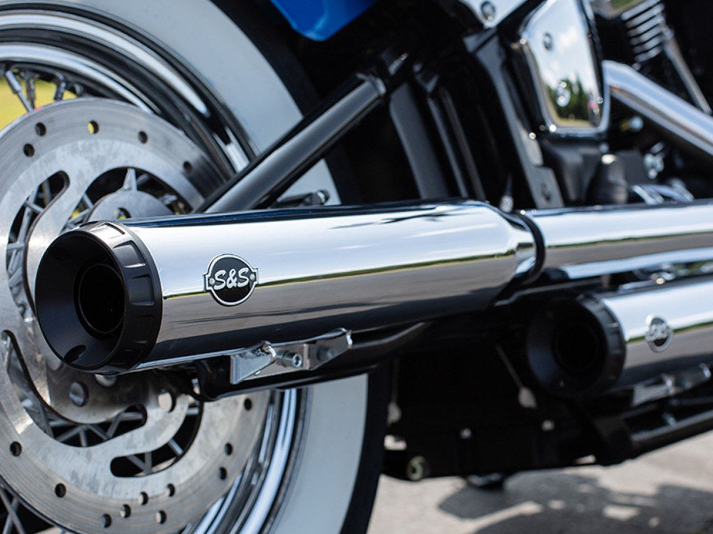 3-1/2in. Grand National Slip-On Mufflers – Chrome with Black End Caps