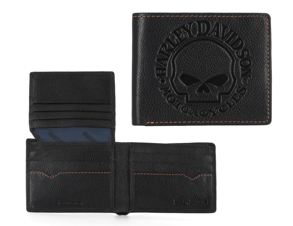 Harley-Davidson Men's Willie G Skull Passcase Bifold Wallet-Black