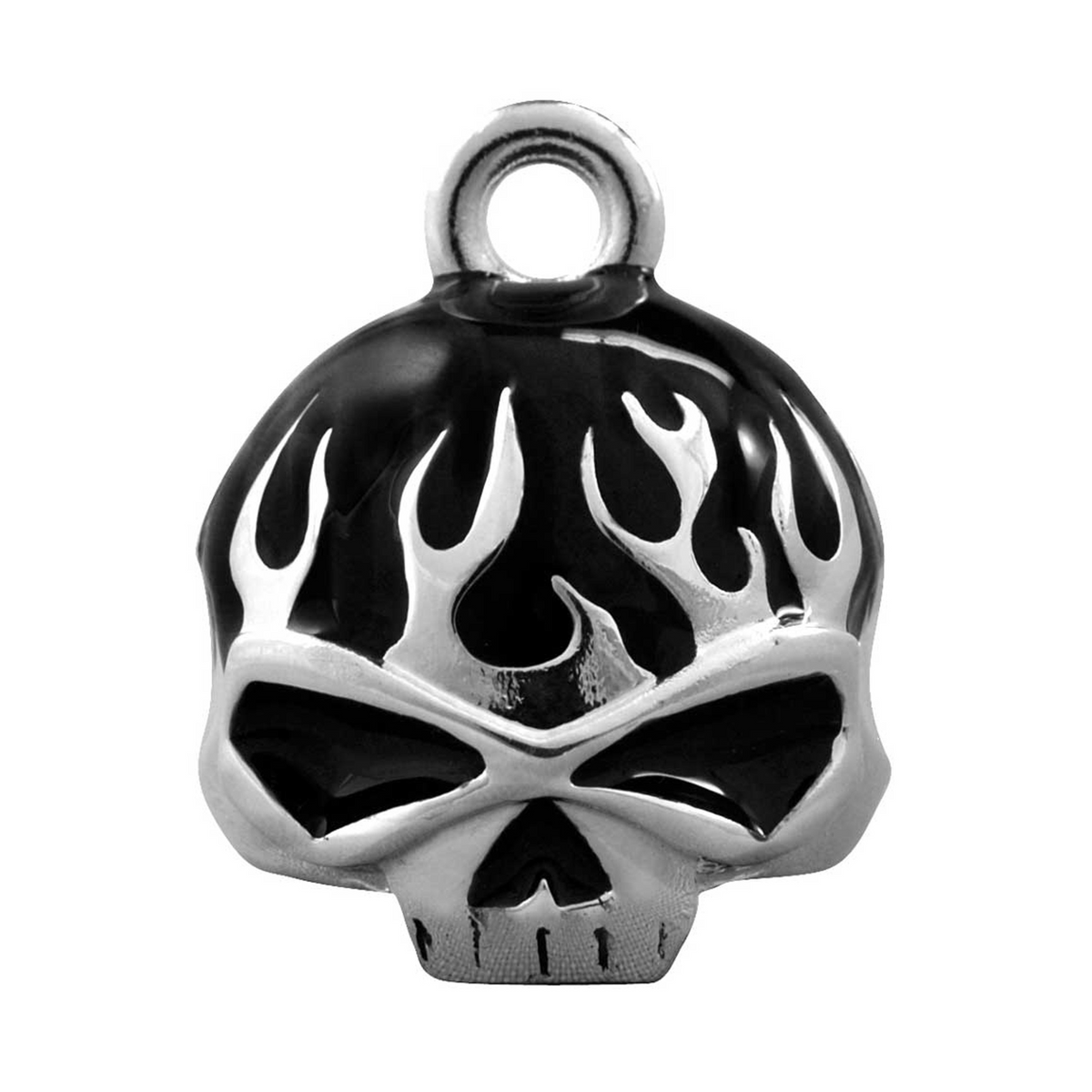 Harley-Davidson® Black Flames Skull Silver Ride Bell