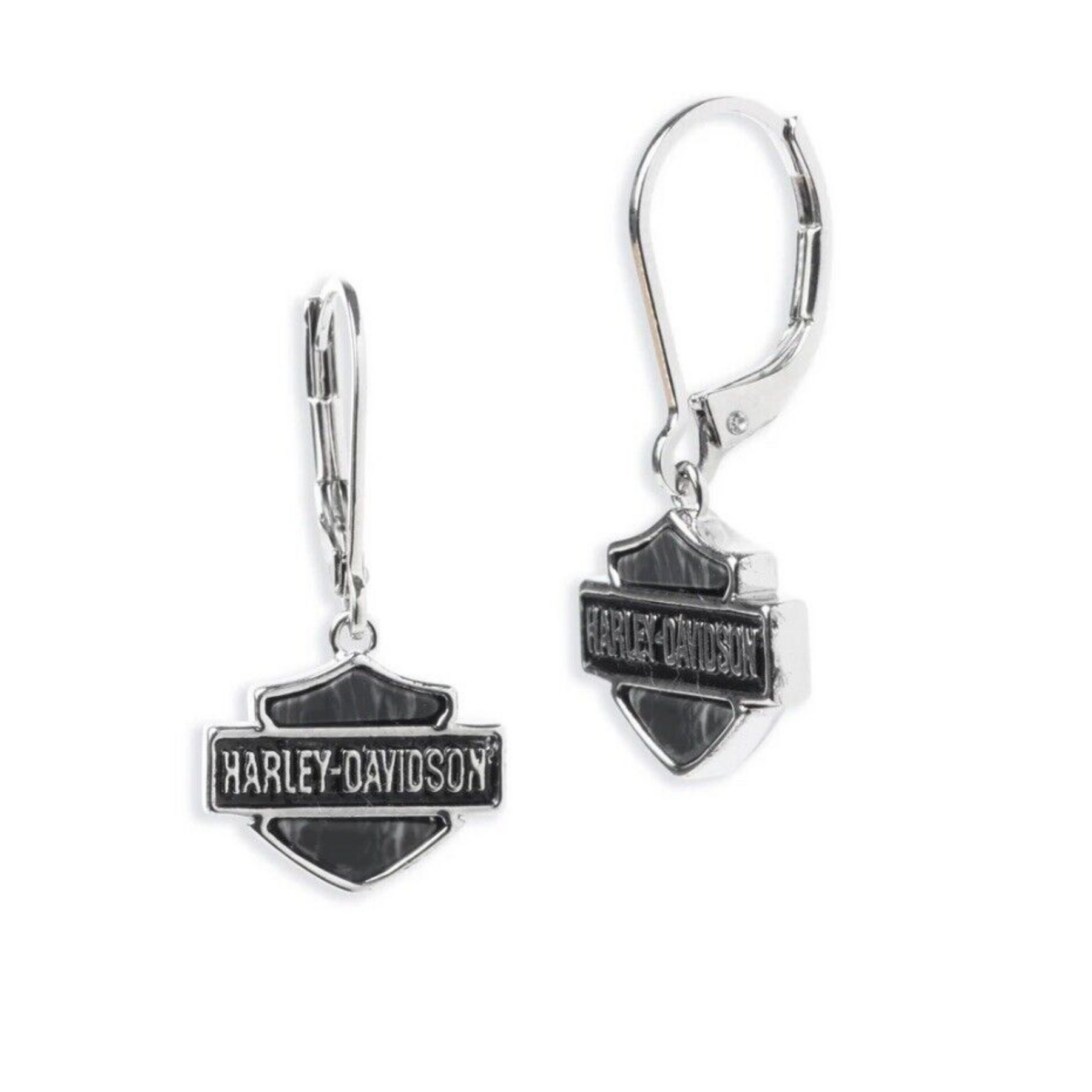 Harley-Davidson® Women's Black Bar & Shield Drop Earring