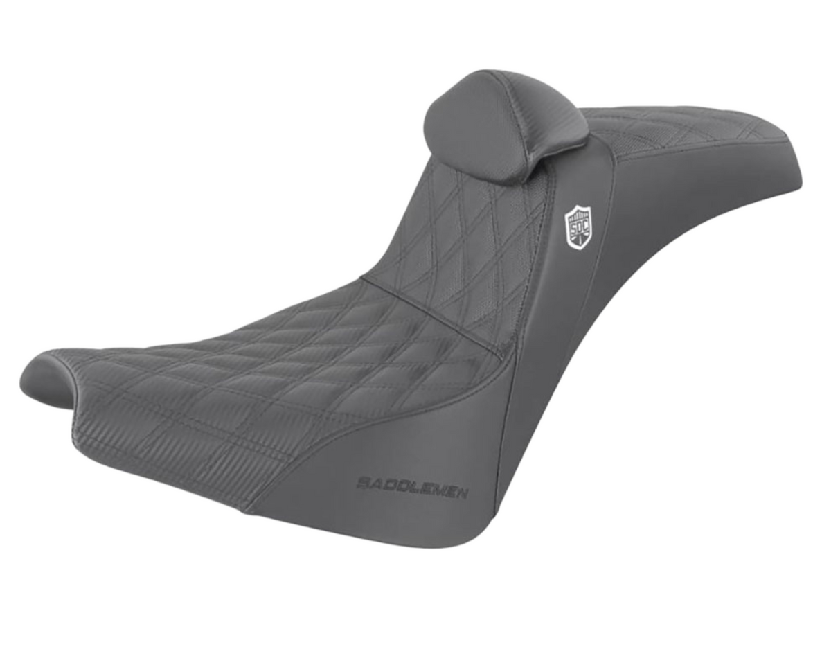 Saddlemen Pro Series San Diego Customs Performance Gripper Dual Seat with Backrest & Black Stitch