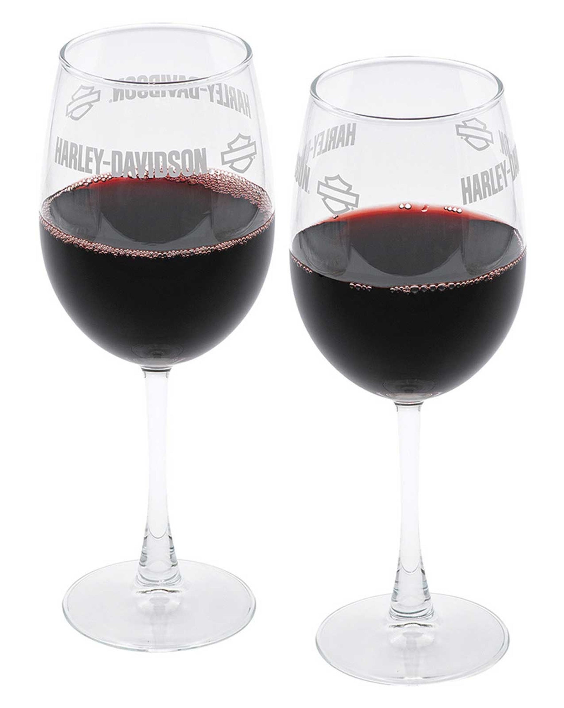 Harley-Davidson Premier Etched Bar & Shield Logo Wine Glass Set