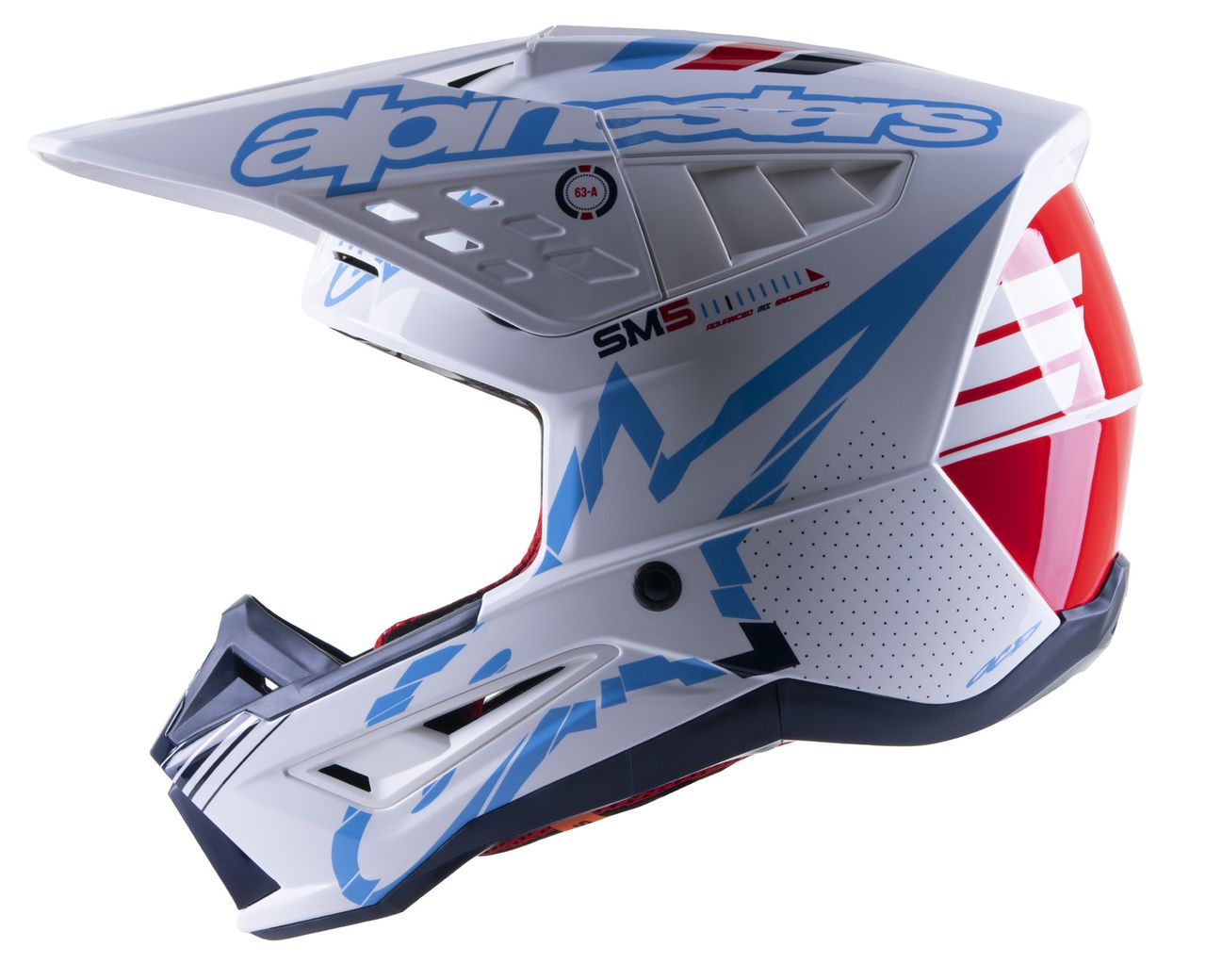 CL Alpinestars 2023 SM5 Action Gloss White/Cyan/Dark Blue Helmet