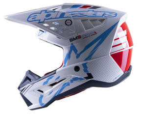 Alpinestars 2023 SM5 Action Gloss White/Cyan/Dark Blue Helmet CL