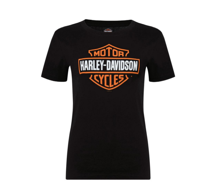 Harley-Davidson Women's B & S Orange on Black Tee