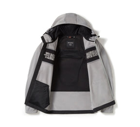Harley-Davidson Men's H-D Trenton Deflector 2.0 Hooded Riding Fleece - Colorblock - Billiard Grey & Harley Black