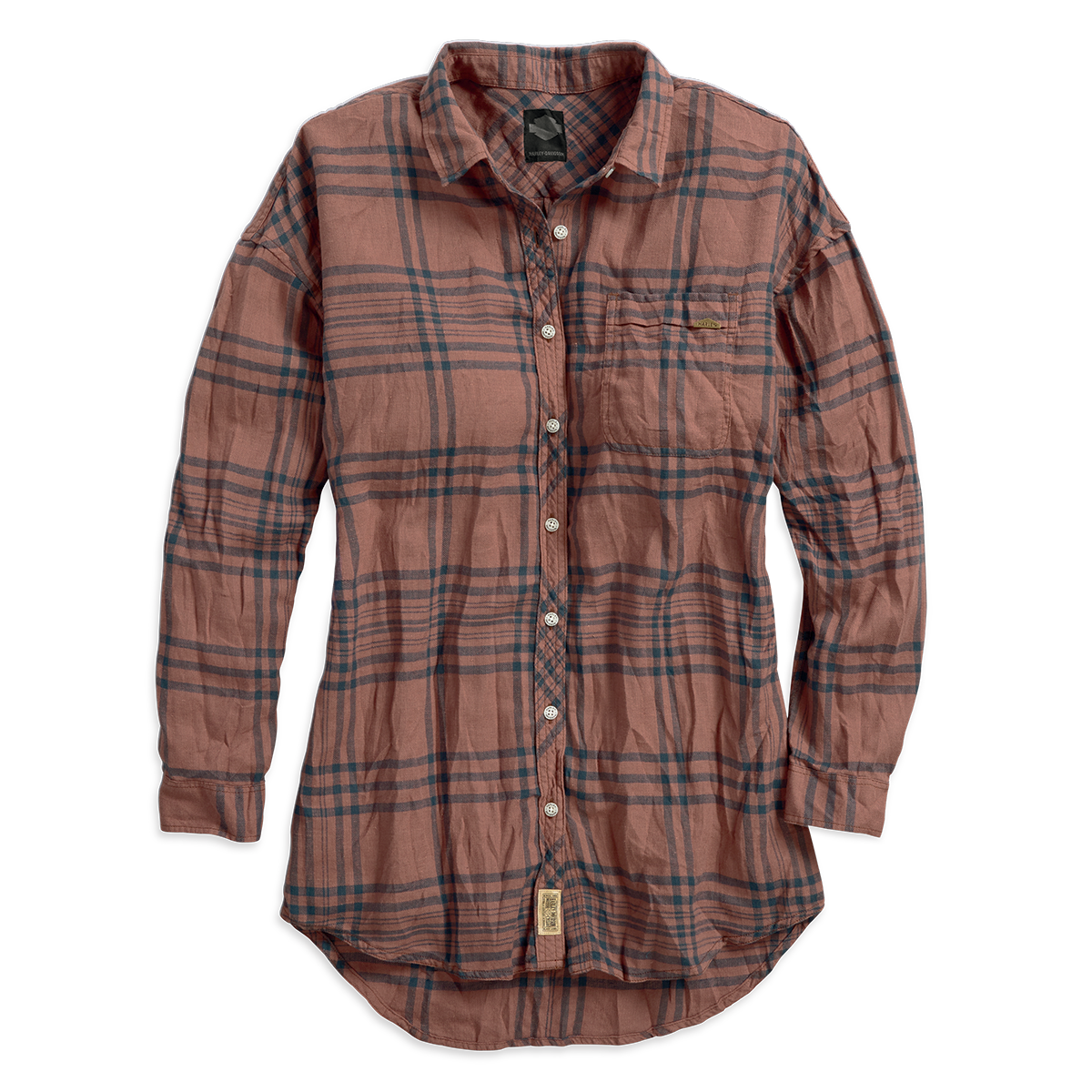 Harley-Davidson Plaid Loose Fit Wrinkle Women's Shirt