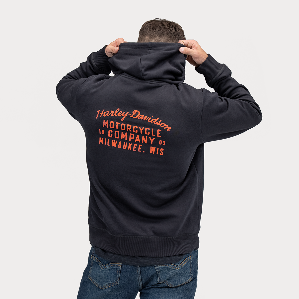 Harley-Davidson Oil Can Bar & Shield Men's Distressed Pullover Hoodie