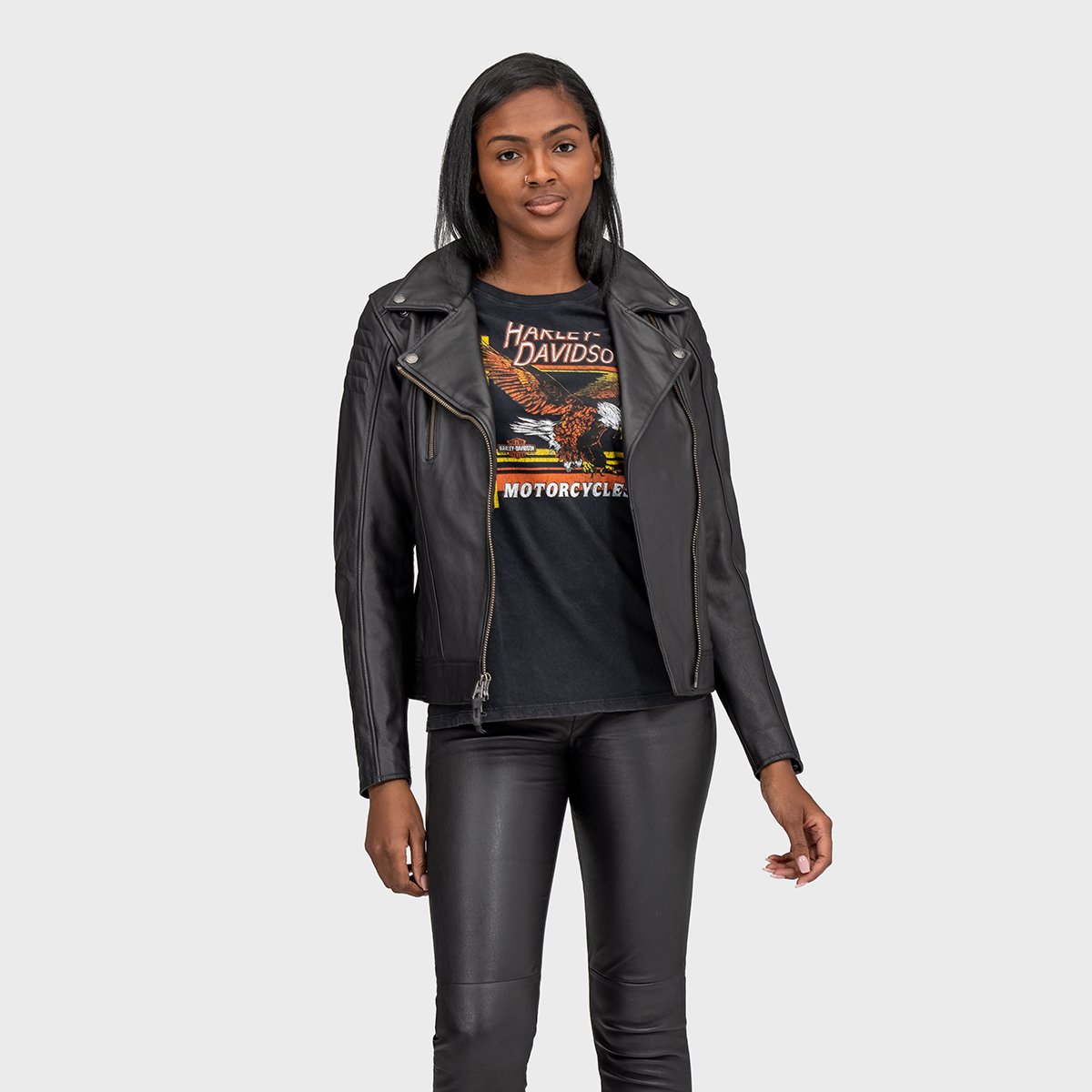 Harley-Davidson Bezel Biker Collar Women's Leather Jacket
