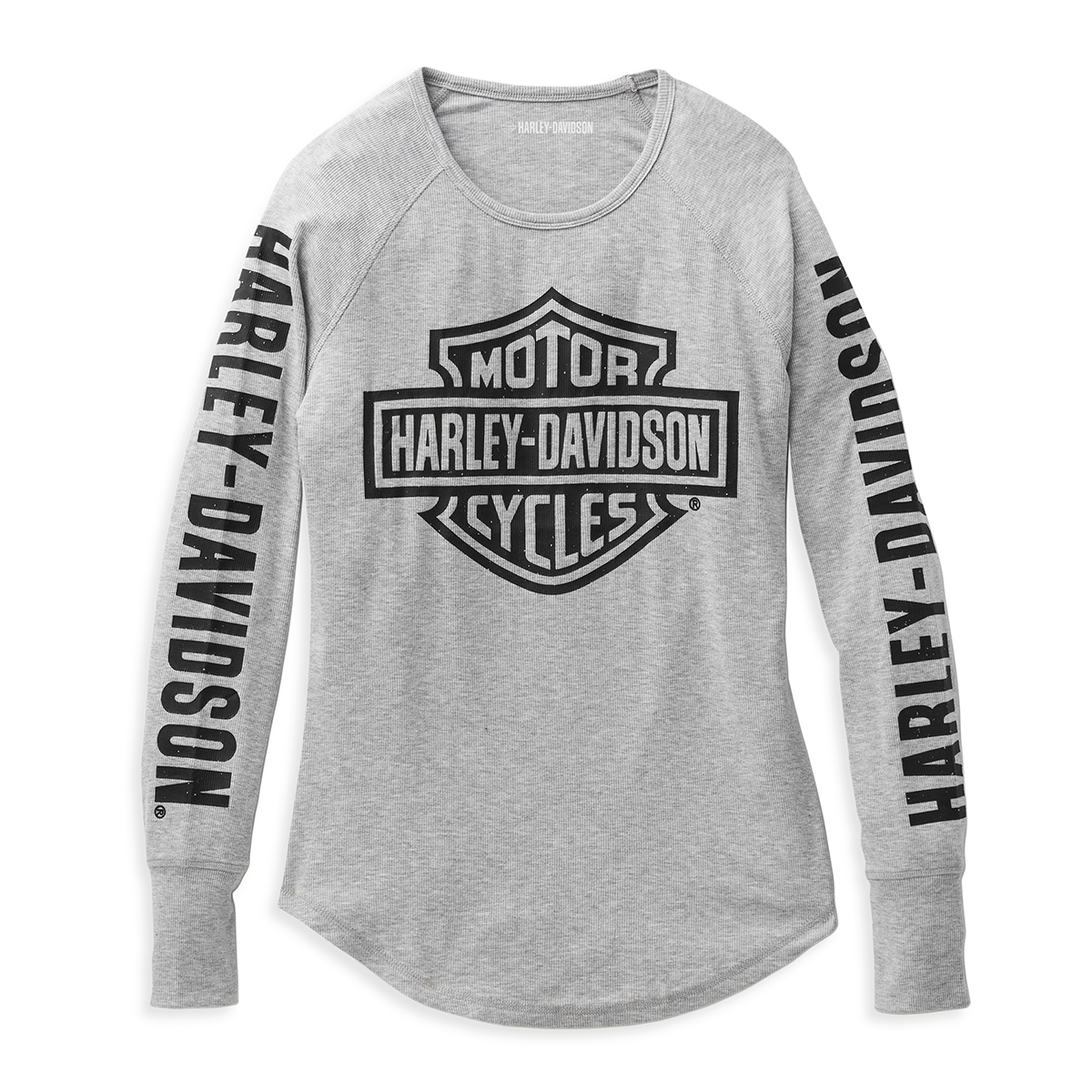 Harley-Davidson Women's Authentic Bar & Shield Rib-Knit Top - Light Grey Heather