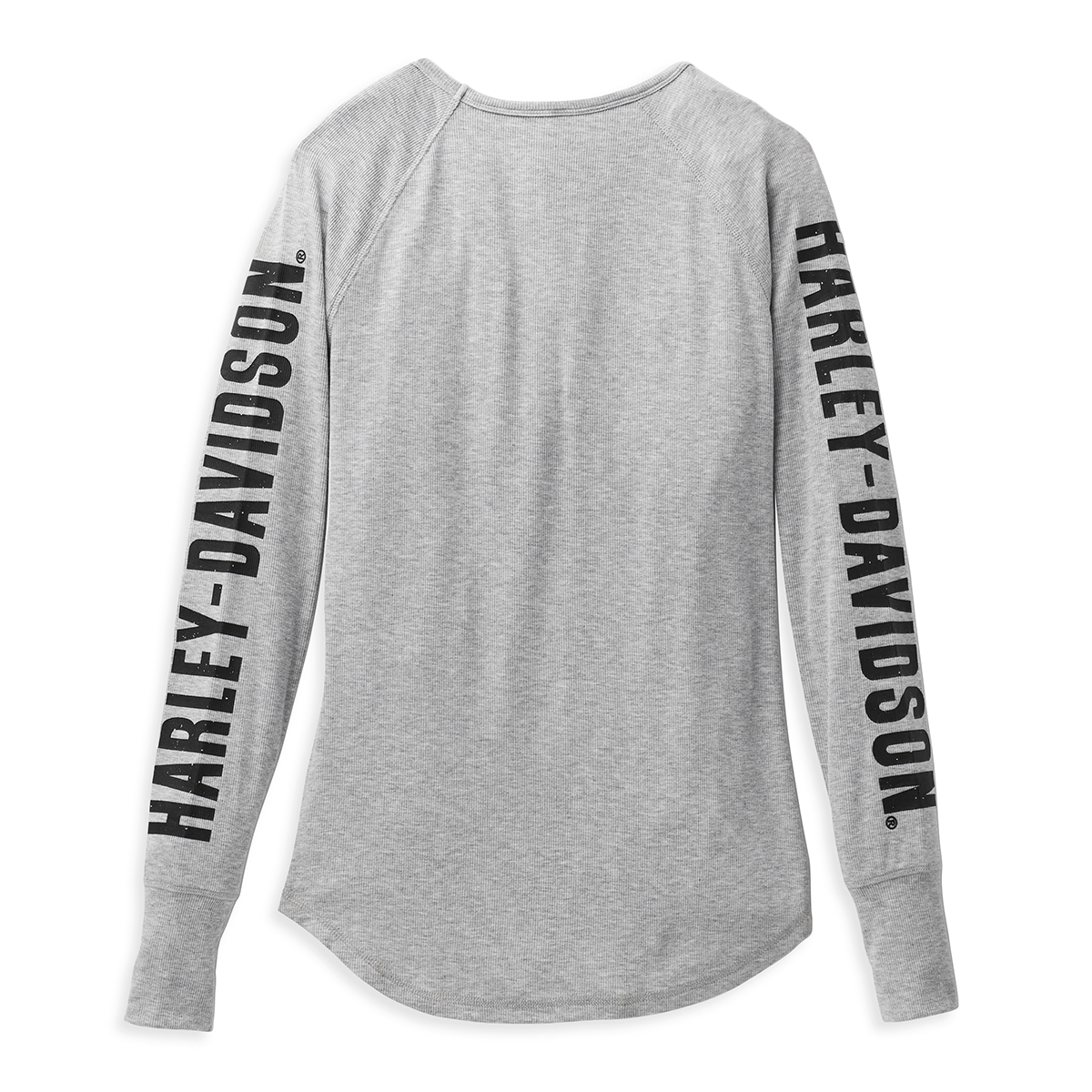 Harley Davidson Women s Authentic Bar Shield Rib Knit Top Light Grey Heather